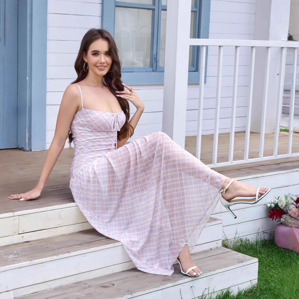 Spaghetti-strap Dress For Summer, Spicy Style With A Backless Design